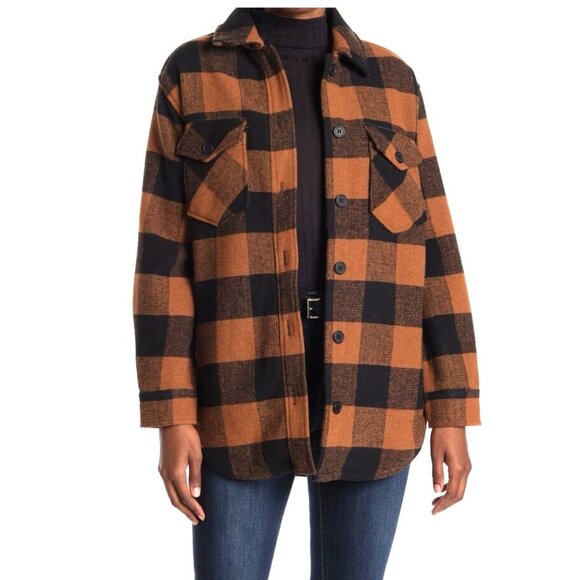 NEW! RDI Buffalo Paid Shacket Shirt Jacket Heavy Flannel Brown Black SZ L - Picture 1 of 8